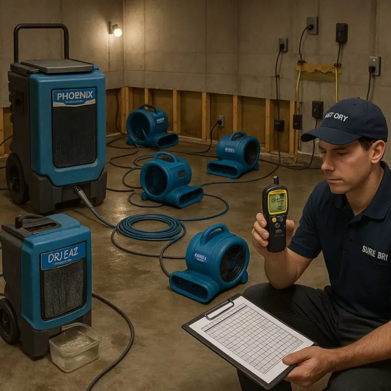 Structural Drying and Dehumidification process in Bell Gardens, CA